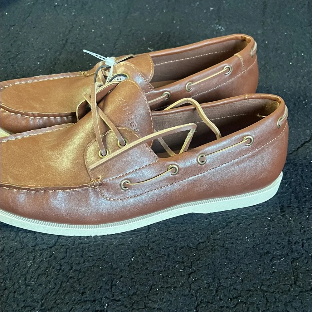 Tommy Hilfiger Tan Leather Boat Shoes